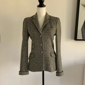 Ralph Lauren Blue Label Black/White Houndstooth Wool Jacket Size 6